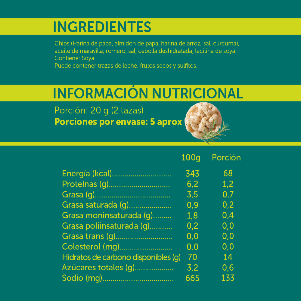 Popped Chips de Papa con Romero -105 gr