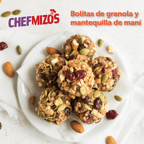 Bolitas de granola y Mantequilla de maní Mizos