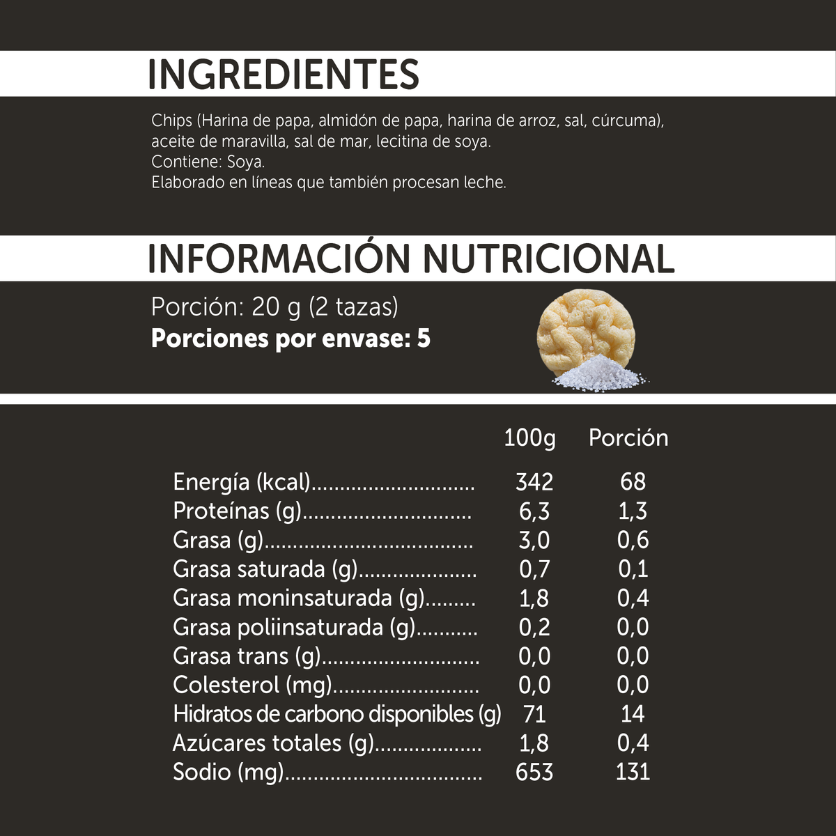 Popped Chips con Sal de Mar - 105 gr