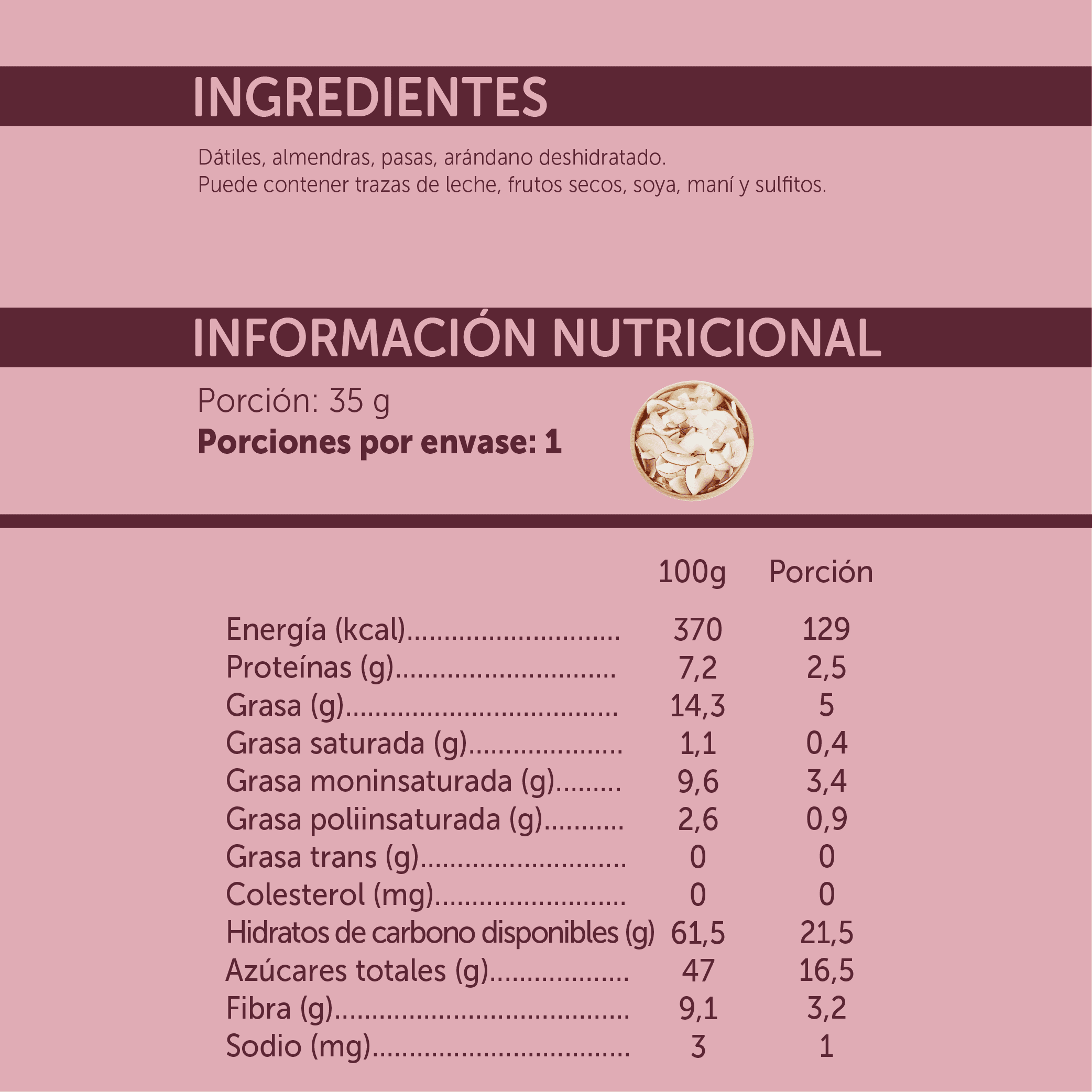 Barrita natural Cacao Coco Mizos