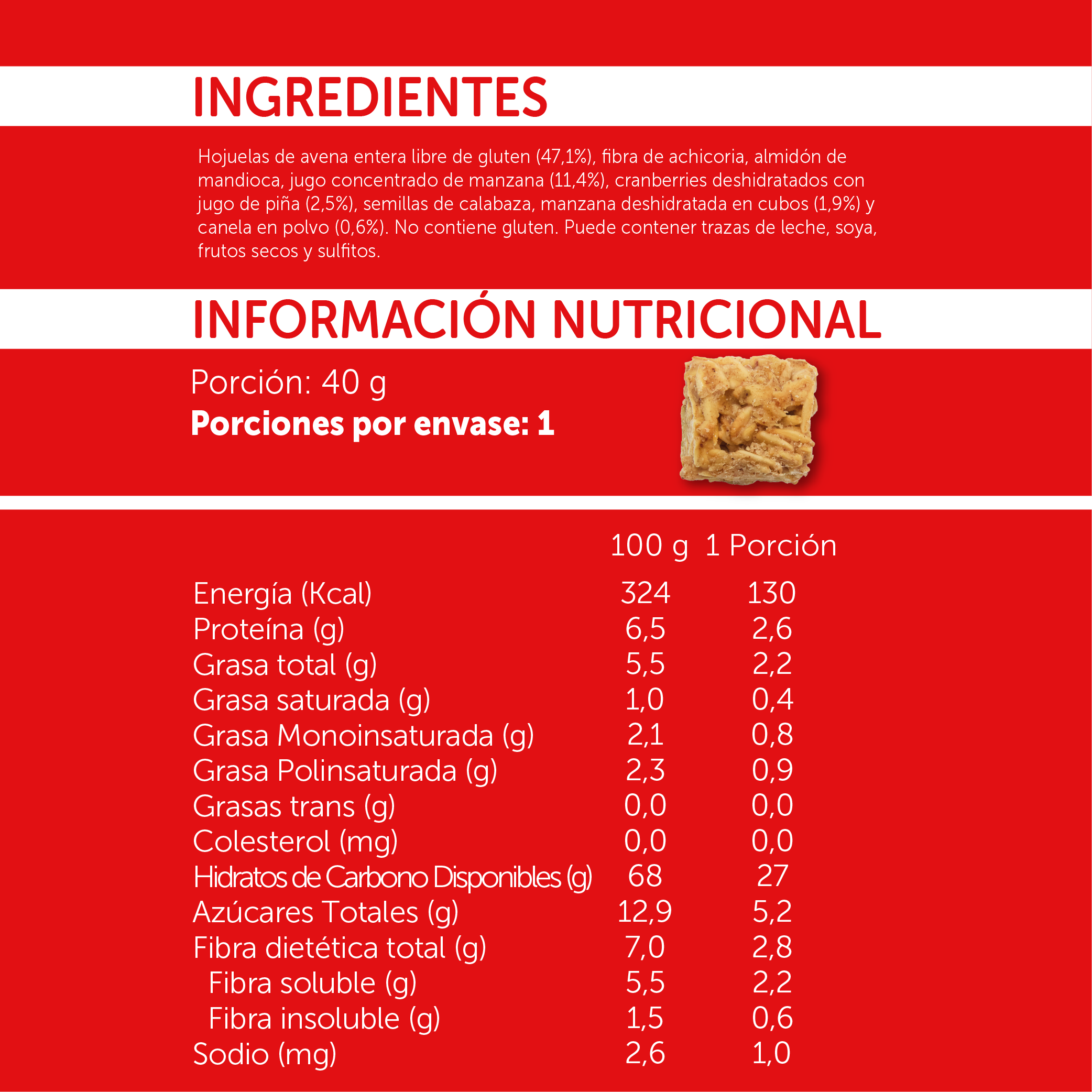 Bites de Avena Manzana Canela - 40 gr