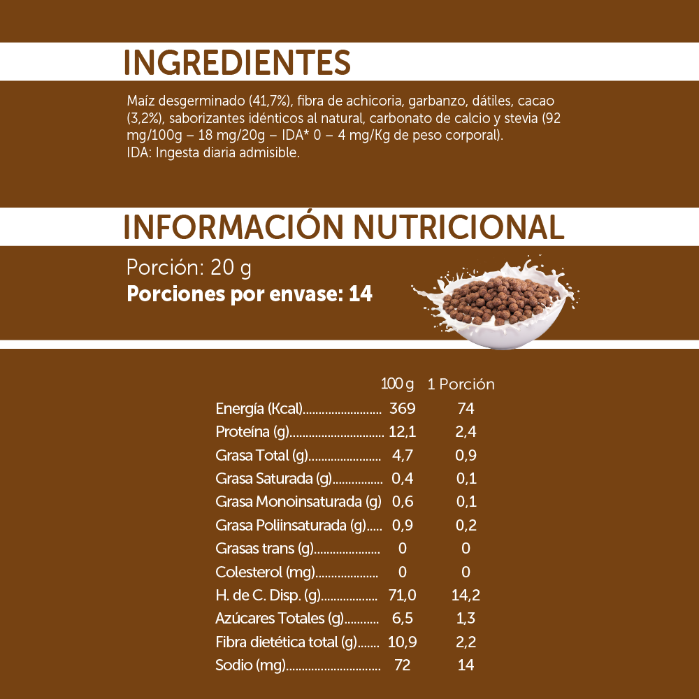 Ingredientes Cereal Mizos Chocolate