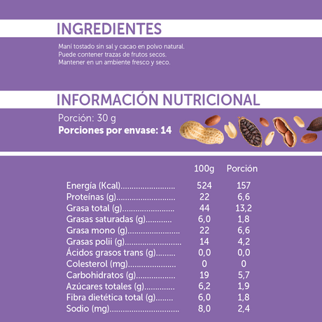 Mantequilla de Maní y Cacao 420 gr